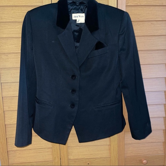 John Weitz Vintage Black Wool Velvet L Blazer Jacket - Picture 5 of 10